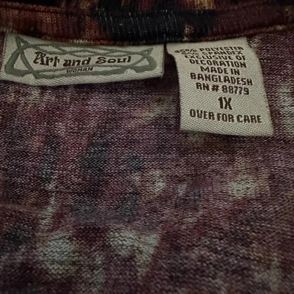 Art and Soul Pullover Print Top Women's Size 1X - Picture 6 of 6